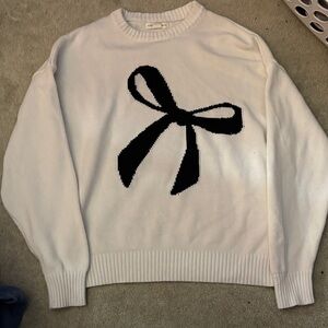 Aeropostale White Sweater with Black Bow Accent